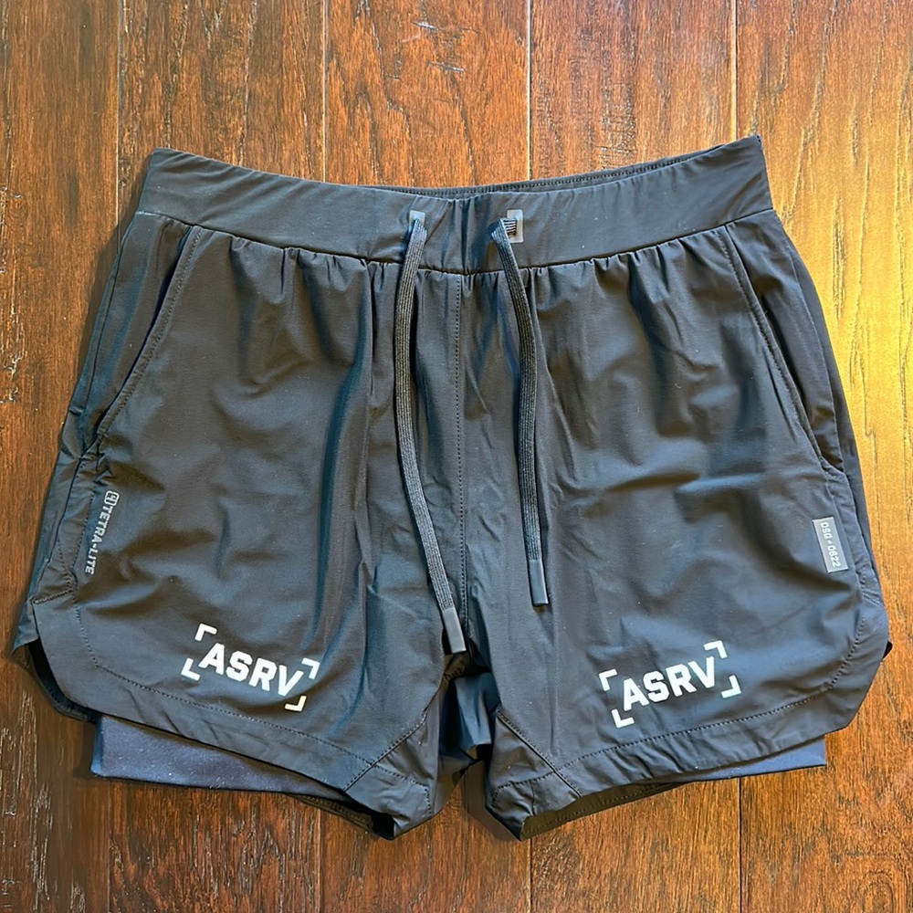 ASRV Black Athletic Running Shorts with Inner Liner